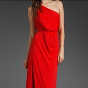 BCBG red one shoulder long dress / gown